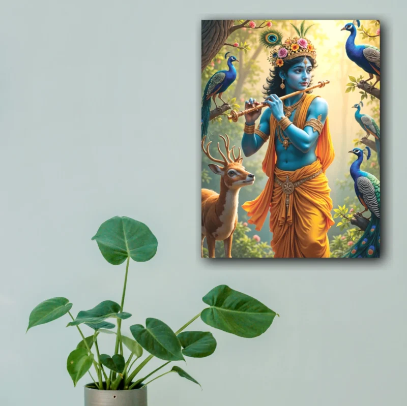 Lord Krishna Canvas Wall Art – Spiritual Wall Art for Home & Office Décor - Image 2