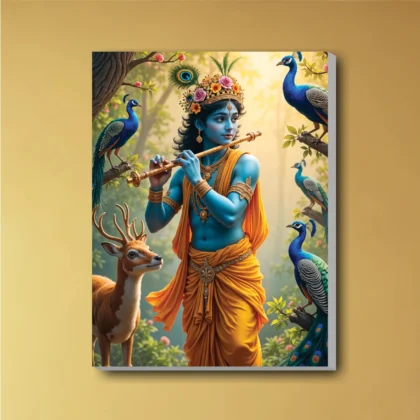 Lord Krishna Canvas Wall Art – Spiritual Wall Art for Home & Office Décor